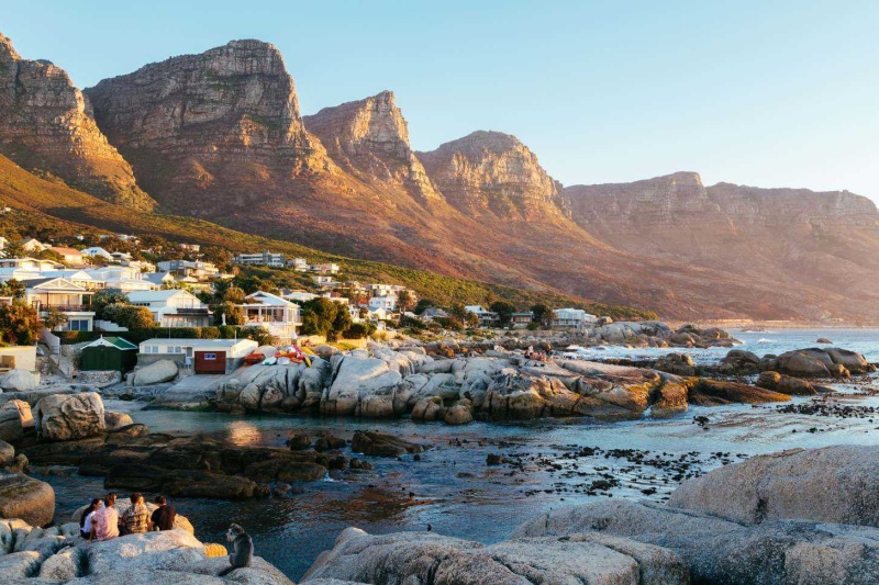 Ocean mountains town