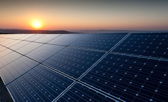 Solar panels sunset