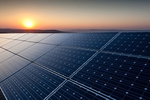 Solar panels sunset