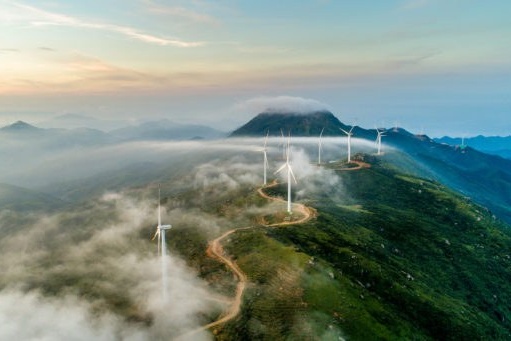 Cloudy hills wind turbines
