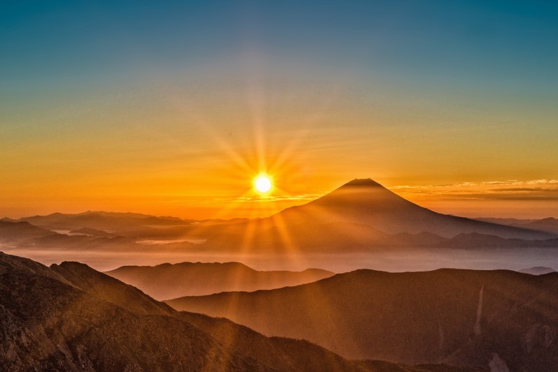 Mountain and sun
